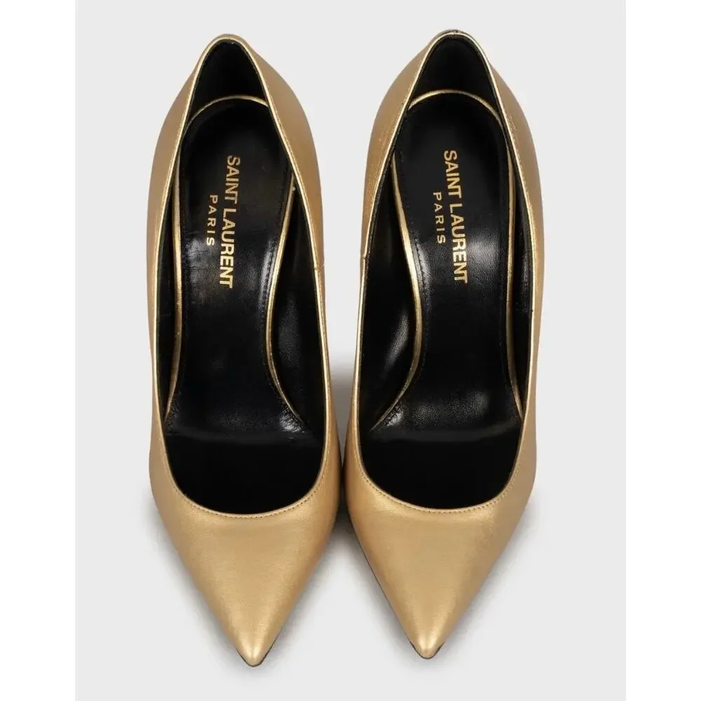 Saint Laurent Opyum Gold Leather Heels - Size 36.5 - Picture 2 of 5